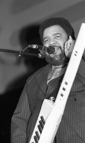 George Duke performing at the Black Radio Exclusive (BRE) convention, Long Beach, California, 1989