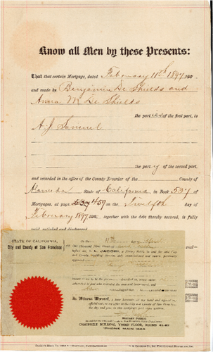 Mortgage contract between Benjamin De Shields and A.J. Samuels