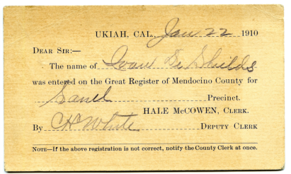 Ivan De Shields voter registration card