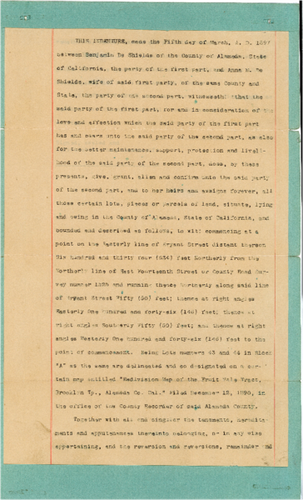 Deed of gift Benjamin De Shields to Anna De Shields