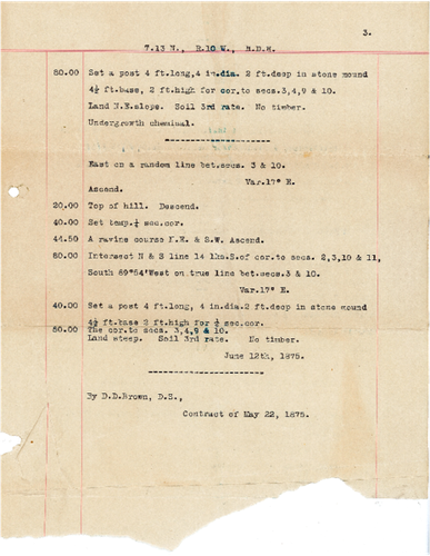 Field notes of section 10 township 13 north range 10 west M.D.M