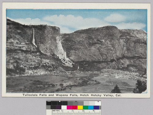 Tulloolala Falls and Wapana Falls, Hetch Hetchy Valley, Cal. (postcard)