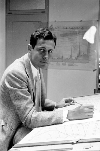Roger Revelle at drafting table
