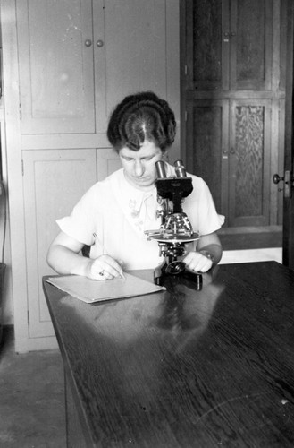 Easter Ellen Cupp with microscope