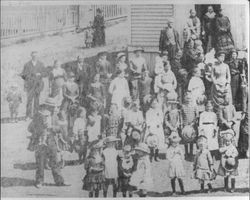 Parishoners of Occidental Methodist Church standing outside the church