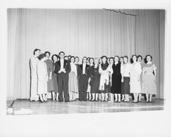 Petaluma High School students meet cellist Leonard Rose after a Community concert, Petaluma, California, 1955