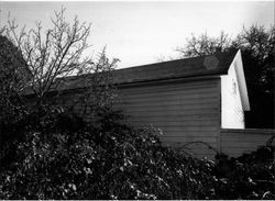 North and west facades of carriage house connected with the Leo & Shopie Jehle Ranch, 1175 Sonoma Avenue, Santa Rosa, California, Feb. 19, 1991