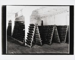 Racks of champagne bottles at Korbel Winery