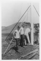 Erecting a flag pole at Bodega Bay