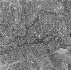 Santa Rosa quadrangle Section 8, numbers 117-118--Santa Rosa east of the freeway flyover, aerial view