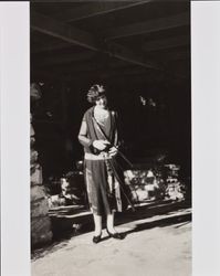 Ollie Bockee standing outside her home, Calistoga, California, 1926