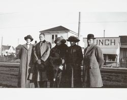 Members of the McNear family wait for the train at the Petaluma Depot (Depot 5), Sonoma County, California, about 1910