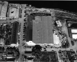 Aerial view of Kresky Manufacturing Company and surrounding businesses, Petaluma, California, about 1946