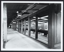 Looking through the window to the interior of the Village branch of the Exchange Bank, Santa Rosa, California, 1970