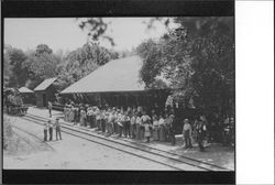 Passengers waiting for train at Camp Meeker station