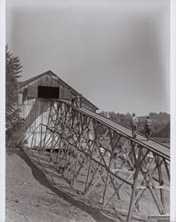 Hop barn and ramp on Wohler Road, Healdsburg, California, in the 1920s