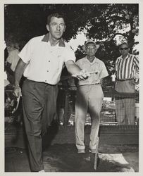 Horseshoe pitching match on Farmers' Day at the Sonoma County Fair, Santa Rosa, California, July 19, 1964