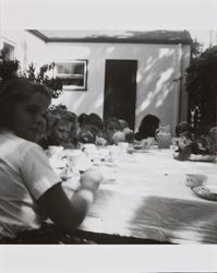 Unidentified children at a birthday party in the back yard of 815 Beaver Street, Santa Rosa, California, 1954