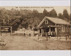 Two unidentified people standing in front of a house, Calistoga, California