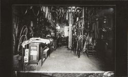 Interior of an unidentified harness making shop, Petaluma, California, about 1895