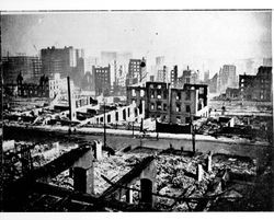 Burned ruins of the business district from Nob Hill