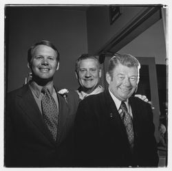 Don Zumwalt, Ed Zumwalt and David Zumwalt at the Zumwalt Chrysler-Plymouth Center Open House, Santa Rosa, California, 1971