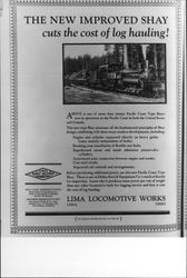 The new improved shay cuts the cost of log hauling Lima Locomotive Works advertisement