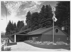 Exterior of the library in Guerneville, California, about 1980