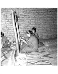 Rainbow Girls weaving at the Old Adobe Fiesta, Petaluma, California, 1963