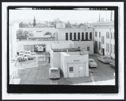Police parking area at City Hall, Santa Rosa, California, 1967
