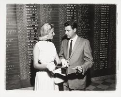 Chonne Patton with Jack Knorpp at Reynolds and Company, Santa Rosa, California, 1959