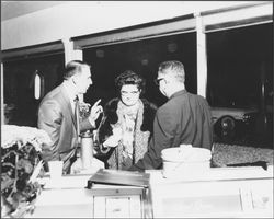 Robert Fountain and two open house attendees at The Washing Machine Man, Santa Rosa, California, 1965