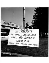 Old Adobe Days sign on Main Street, Petaluma, California, 1964