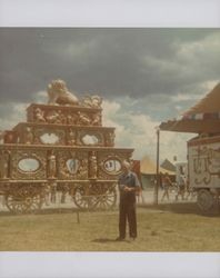 Burton M. Travis and the calliope at the Sonoma County Fairground in the 1970s