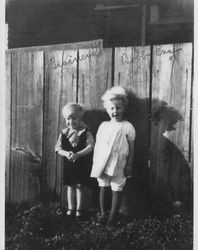 Cousins Brainerd and Esley "Bobby" Anne Evans pose for a photograph, Petaluma, California, about 1924