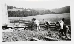 Clearing brush at Fort Ross