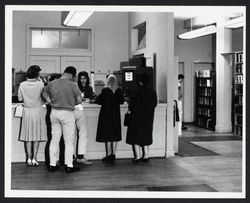 Circulation desk at the library on Exchange Avenue