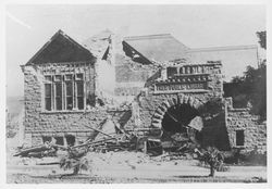 Fourth Street view of earthquake damage to the Public Library