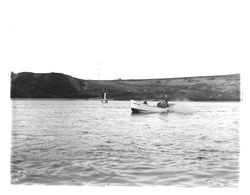 Coast Guard boat in Bodega Bay, California, 1963