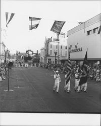 United States Navy drill team in the 4th of July Parade, Petaluma, California, 1955