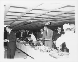 Buffet lunch at the dedication of parking garage at Third and D Streets, Santa Rosa, California, 1964