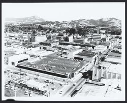 Looking southeast from intersection of Ross and B Streets, Santa Rosa, California, 1965