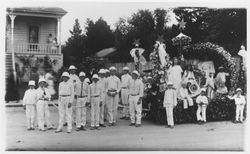 Boys pulling float