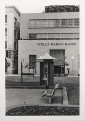 Courthouse Square phone booth in front of Wells Fargo Bank, Santa Rosa, California, 1968