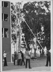 Petaluma Fire Department practicing drills, Petaluma, California, about 1958