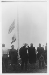 Erecting a flag pole at Bodega Bay