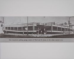 Corner view of the parking garage at Third and D Streets, Santa Rosa, California, 1965