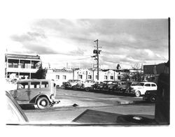 Parking lot on Keller Street behind Mattei Brothers, Petaluma, California, about 1937