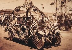 Car decorated for Fourth of July parade