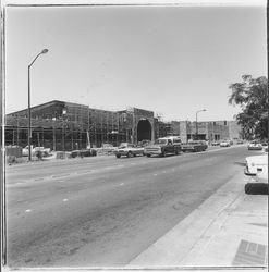 Fourth and B Street entrance to Santa Rosa Plaza under construction from B Street, Santa Rosa, California, 1981